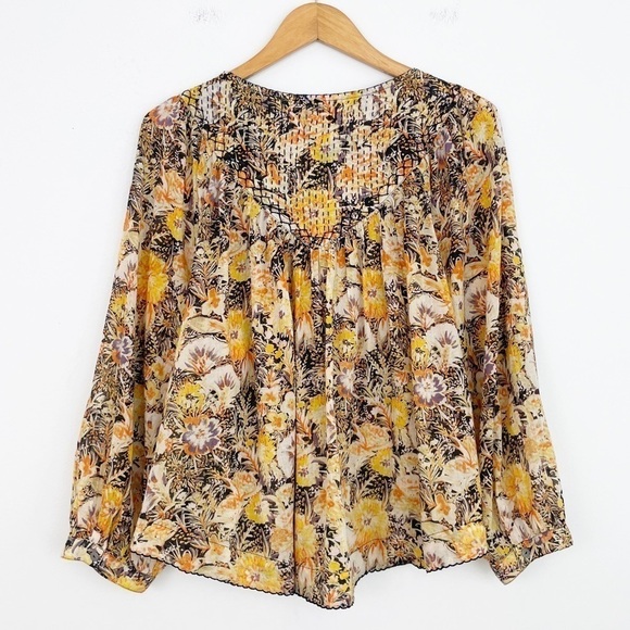 Free People We the Free Cool Meadow Boho Printed Button Down Top Size Small - Picture 10 of 16